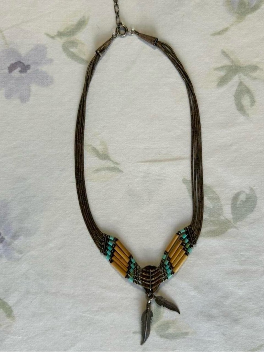 70s Bohemian Vintage Hippie Southwestern Sterling Silver Necklace - Picture 5 of 8